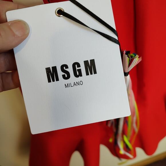 MSGM Milano NWT Red Asymmetrical Ruffle Mini Skirt Italian Size 46 - Picture 7 of 12